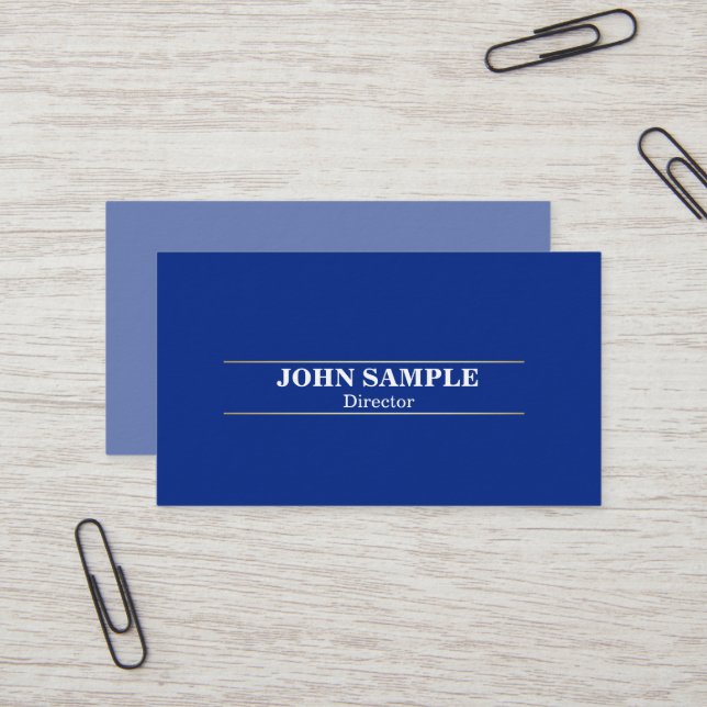 Elegant Modern Professional Design Blue Gold Business Card (Front/Back In Situ)