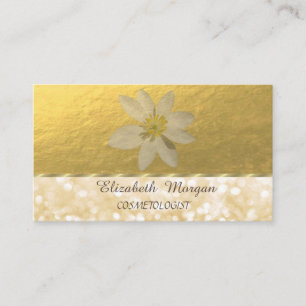 Elegant Modern Professional,Faux Gold,White Daisy Business Card