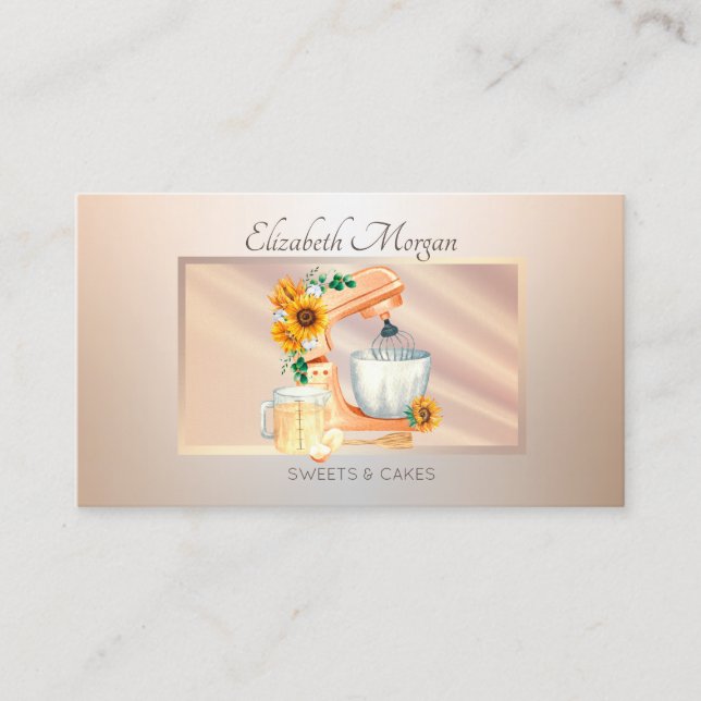 Elegant Modern Professional  Frame,Mixer Sunflower Business Card (Front)