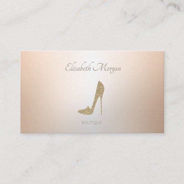 Elegant Modern Professional Gold Glitter High Heel Business Card (Front)