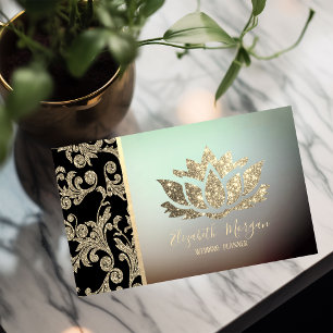 Elegant Modern Professional Gold Swirls,Lotus Business Card
