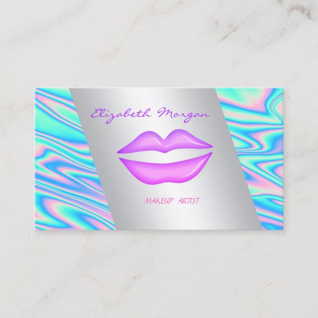 Elegant Modern Professional Lips Holographic Business Card (Front)