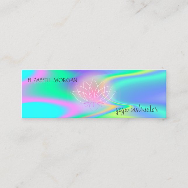 Elegant Modern Professional Lotus Holographic Mini Business Card (Front)