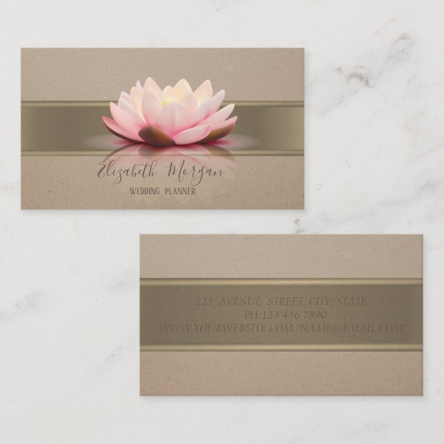Elegant Modern Professional,Lotus,Stripe Business Card (Front/Back)