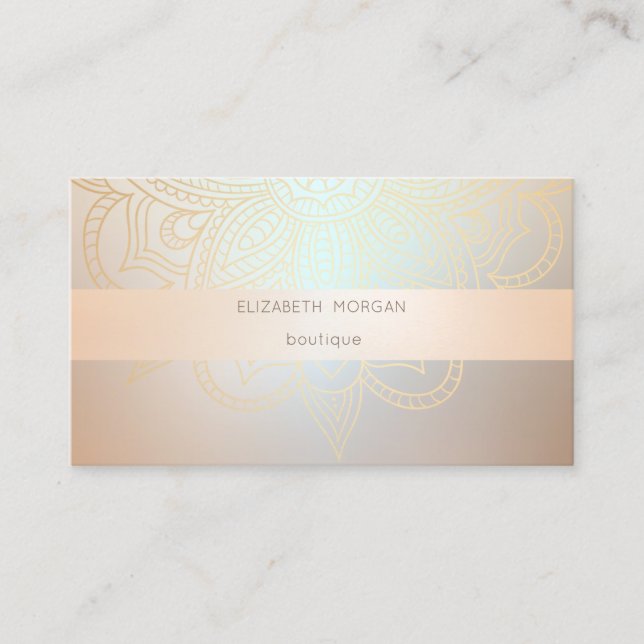 Elegant Modern Professional  Luminous, Mandala Business Card (Front)