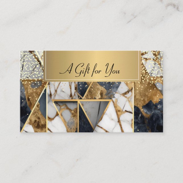 Elegant Modern,Professional Marble Gold Geometric Discount Card (Front)