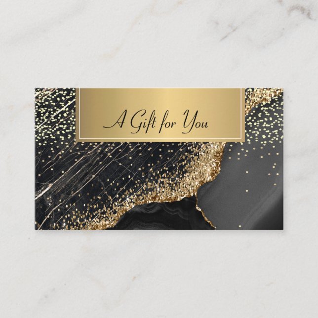 Elegant Modern,Professional Marble Gold Sequins Discount Card (Front)
