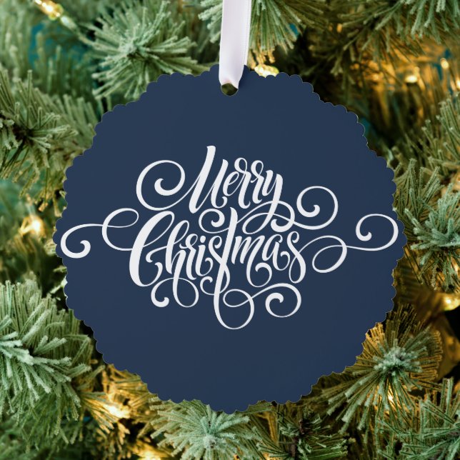 Elegant Modern Professional Merry Christmas Script Tree Decoration Card (Insitu (Tree))