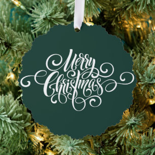 Elegant Modern Professional Merry Christmas Script Tree Decoration Card