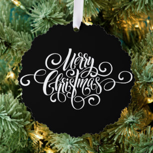 Elegant Modern Professional Merry Christmas Script Tree Decoration Card