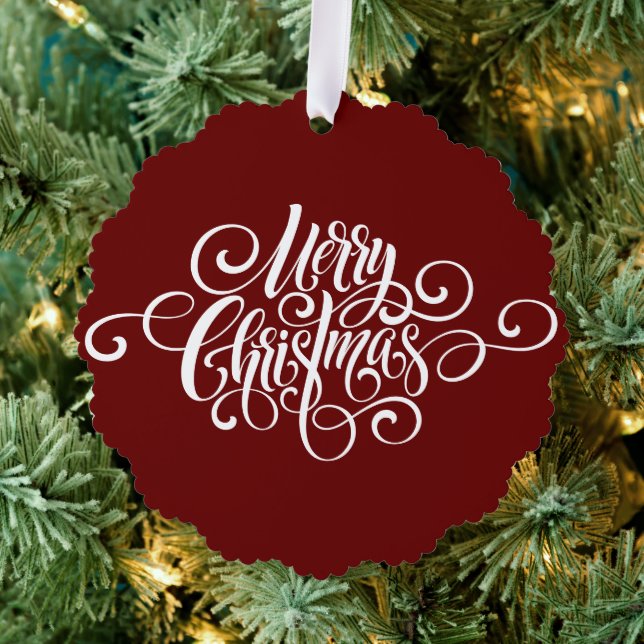 Elegant Modern Professional Merry Christmas Script Tree Decoration Card (Insitu (Tree))