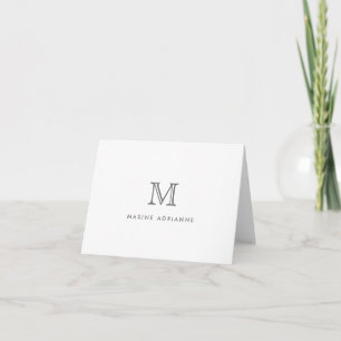 Elegant Modern Professional Monogram Silver Gray Note Card