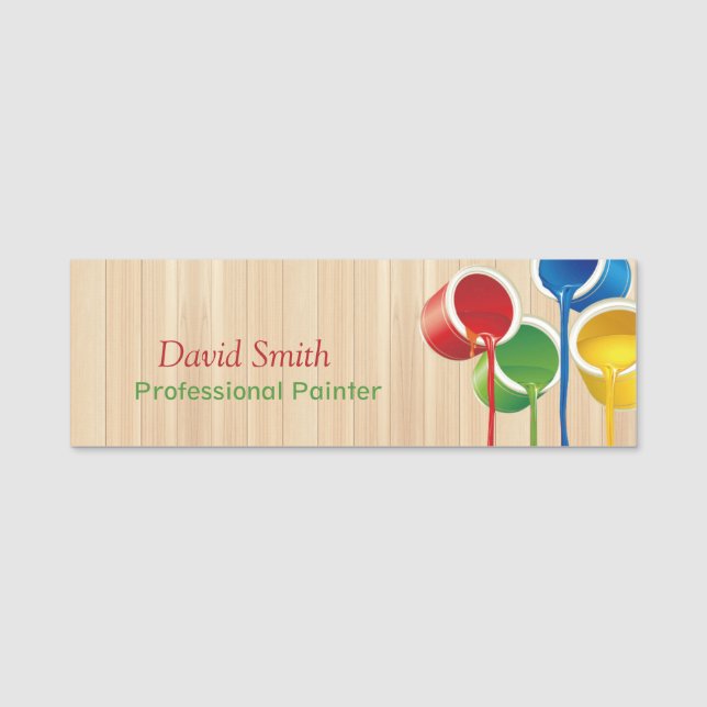 Elegant Modern Professional Painter Name Tag (Front)