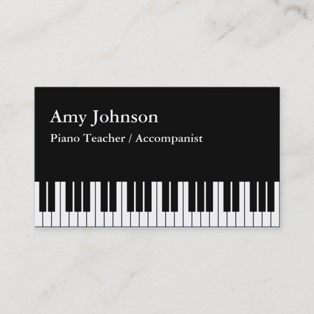 Elegant, Modern, Professional, Piano Teacher Business Card (Front)