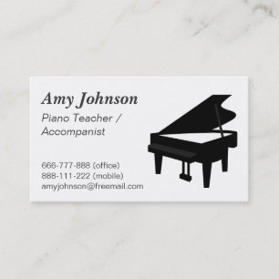 Elegant, Modern, Professional, Piano Teacher Business Card