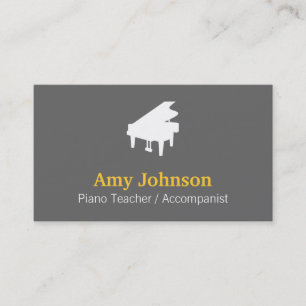 Elegant, Modern, Professional, Piano Teacher Business Card