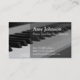 Elegant, Modern, Professional, Piano Teacher Business Card