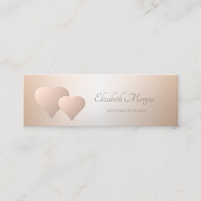 Elegant Modern Professional Rose Gold Hearts Mini Business Card (Front)