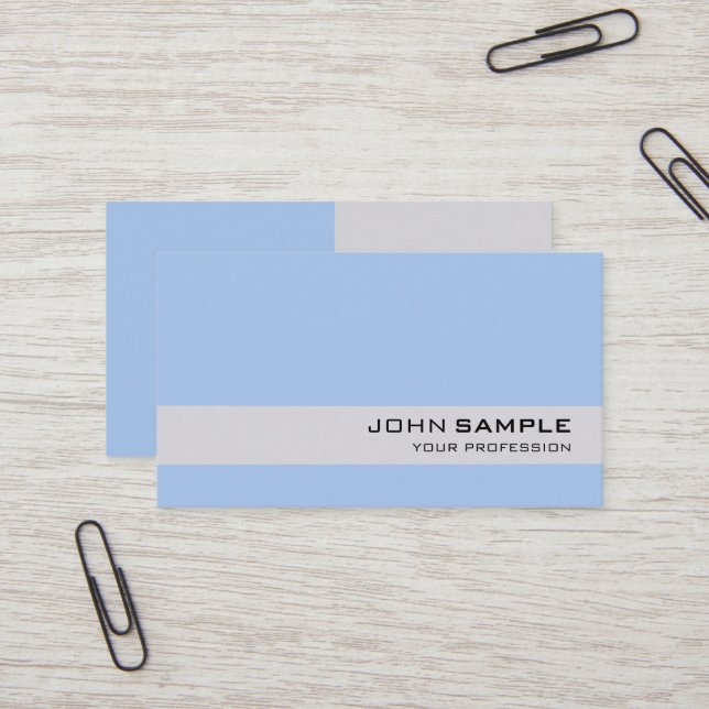 Elegant Modern Professional Simple Pastel Blue Business Card (Front/Back In Situ)