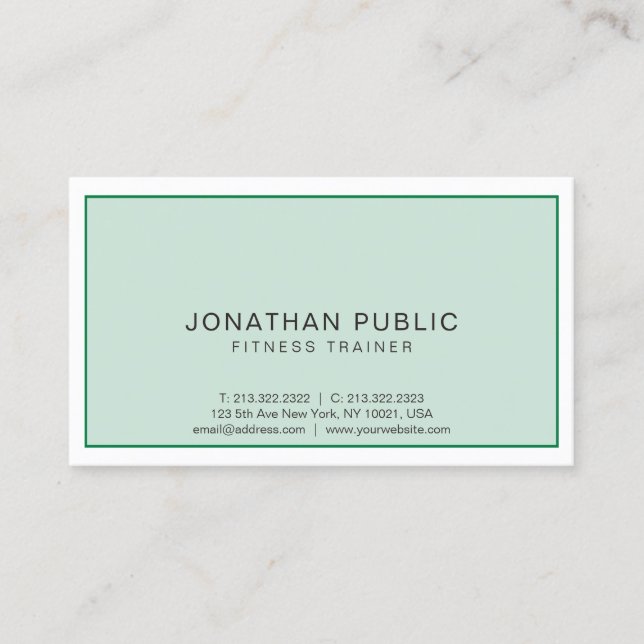 Elegant Modern Professional Sport Fitness Trainer Business Card (Front)