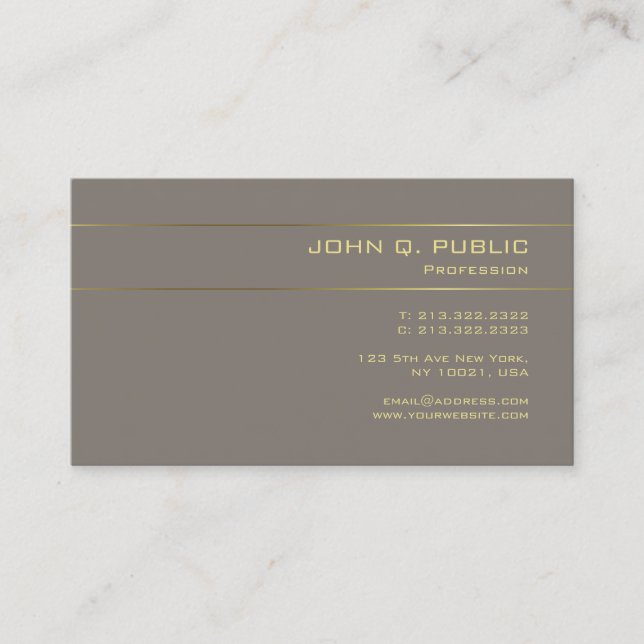Elegant Modern Professional Template Gold Font Business Card (Front)