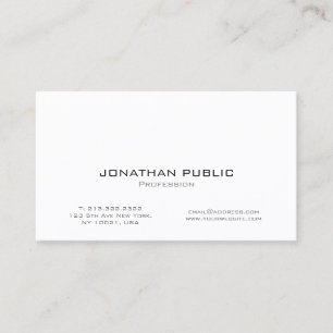 Elegant Modern Professional White Smart Chic Plain Business Card