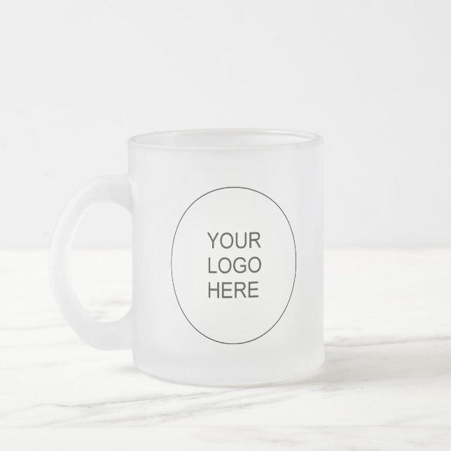 Elegant Modern Promotional Upload Your Own Logo Frosted Glass Coffee Mug (Left)