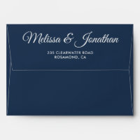 Elegant modern Prussian blue white script wedding