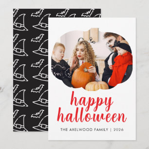 Elegant Modern Pumpkin Frame Halloween  Holiday Card