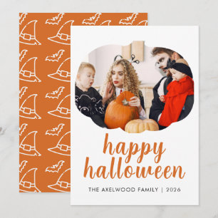 Elegant Modern Pumpkin Frame Halloween Holiday Card