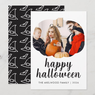 Elegant Modern Pumpkin Frame Halloween Holiday Card