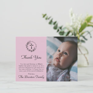 Elegant Modern Pure White Baptism Thank You Card