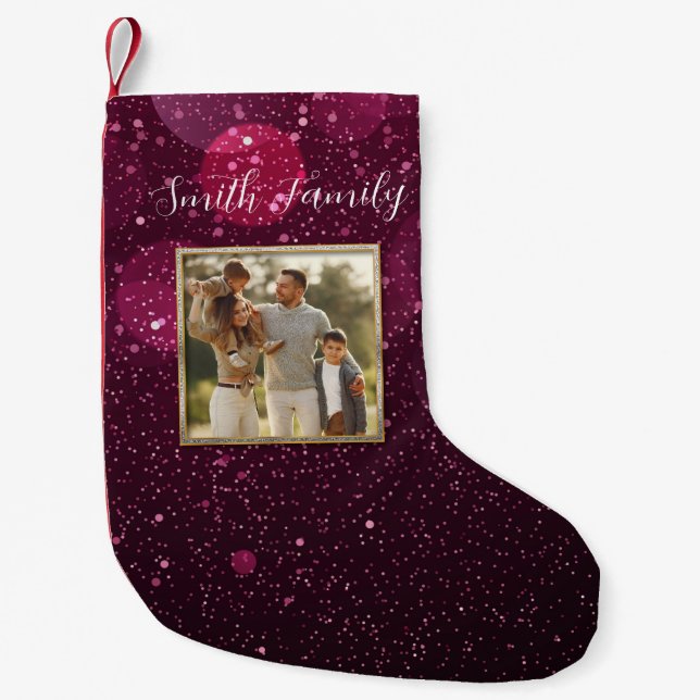 Elegant Modern Purple Custom Photo Small Christmas Small Christmas Stocking (Front)