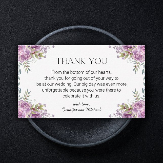 elegant modern purple floral wedding thank you  card (Creator Uploaded)