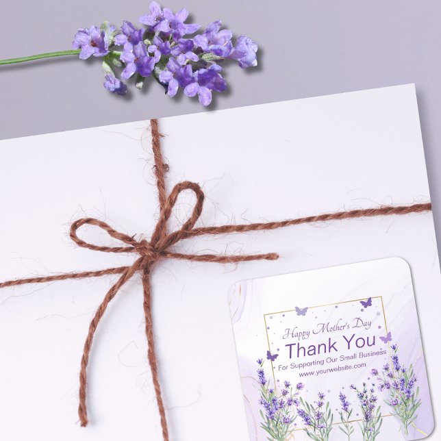 Elegant Modern Purple Gold Spring Flower Square Sticker (Creator Uploaded)
