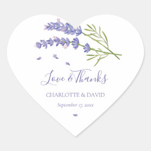Elegant Modern Purple Lavender Wedding Favour Heart Sticker