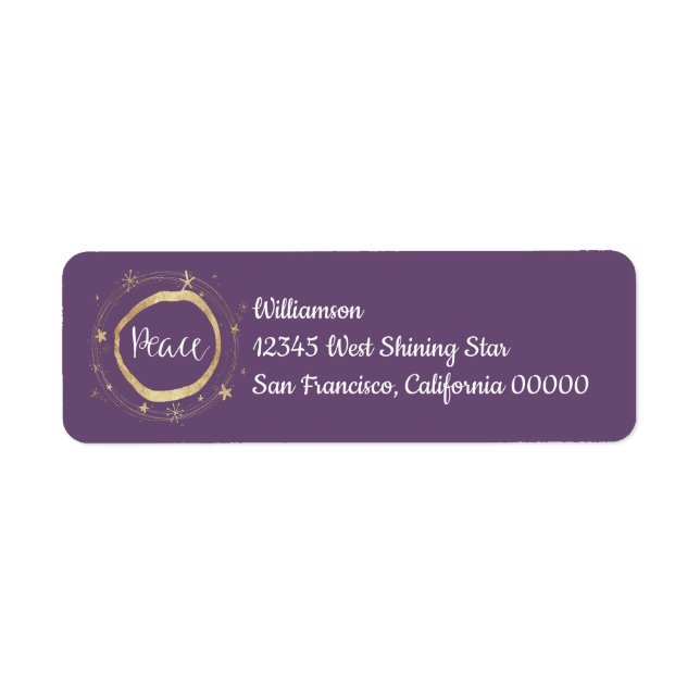 Elegant Modern Purple Peace Gold Star (Front)