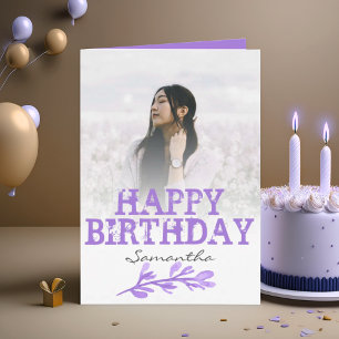 Elegant Modern Purple Photo Watercolor Card