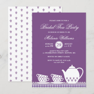 Elegant Modern Purple Tea Party Bridal Shower Invitation