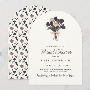 Elegant Modern Purple Tulips Floral Bridal Shower Invitation