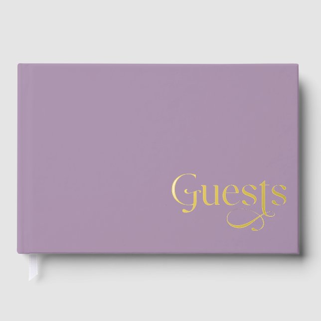 Elegant Modern Purple Wedding Guest Book (Front)