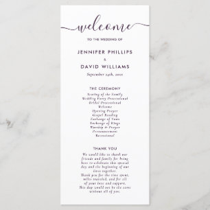 Elegant Modern Purple Wedding Program Programme