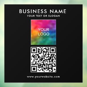 Elegant Modern QR Code Company Logo Text Square Window Cling