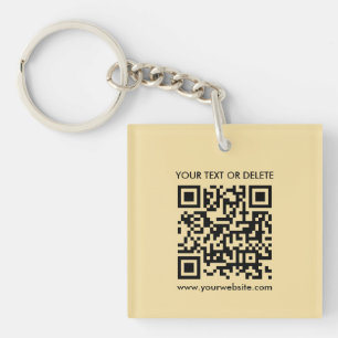 Elegant Modern QR Code Gold Color Double Sided Key Ring