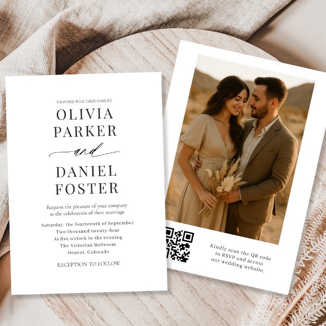 Elegant Modern QR Code Photo Wedding Invitation (Creator Uploaded)