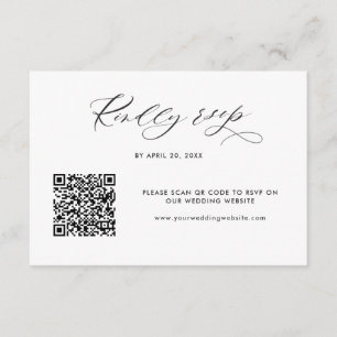 Elegant Modern QR Code RSVP Online Wedding Enclosure Card