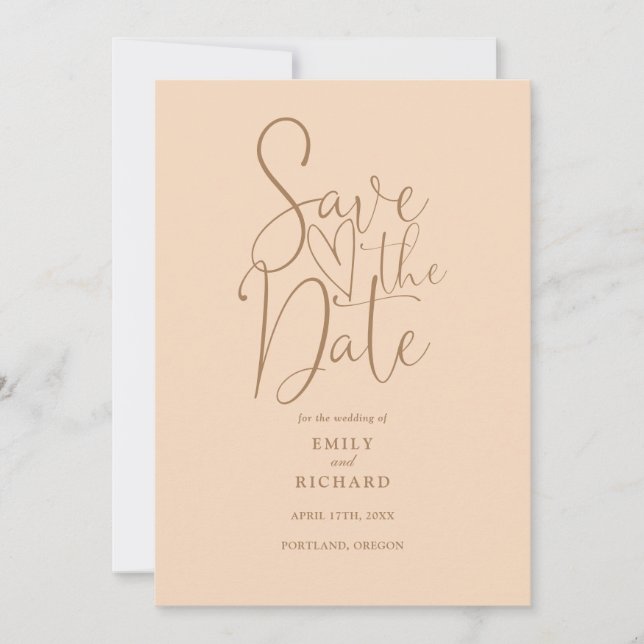 Elegant Modern QR Code Soft Peach Wedding Save The Date (Front)