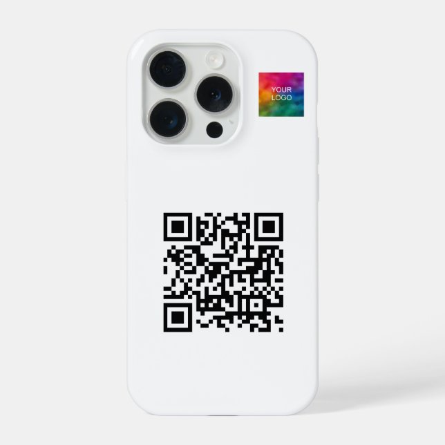 Elegant Modern QR Code Upload Logo Template iPhone Case (Back)