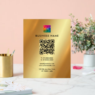 Elegant Modern QR Code Upload Your Logo to Gold Acrylic Sign