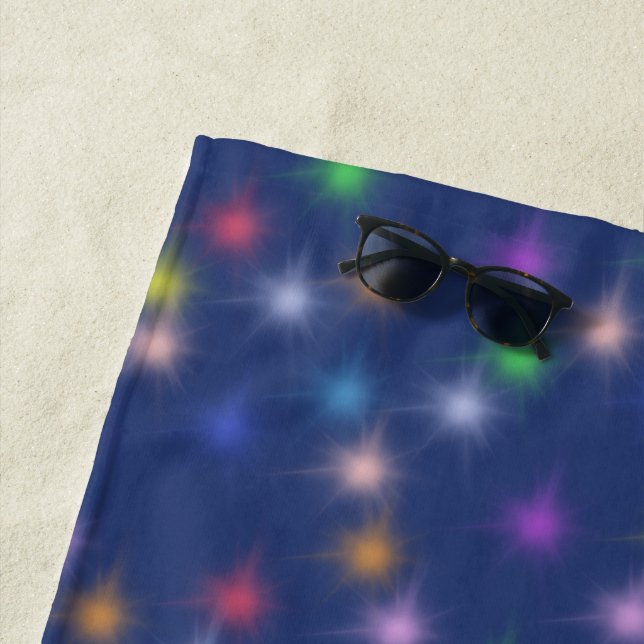Elegant Modern Rainbow  colourful gradient Star  Beach Towel (In Situ)